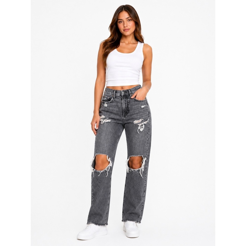 American Eagle Straight Leg Womens Size 6 Short Distressed - Picture 1 of 11